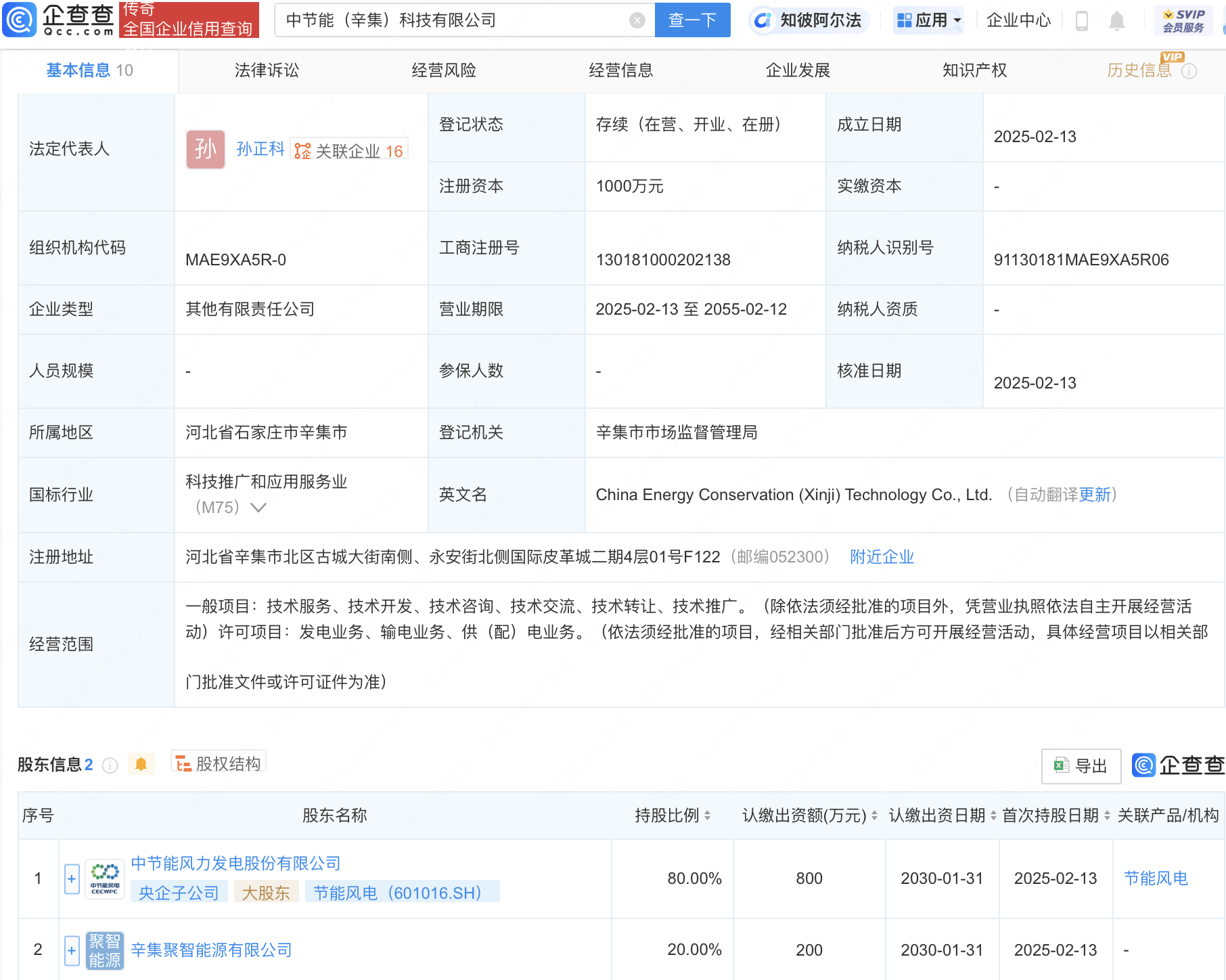 电气风电投资成立风电设备新公司